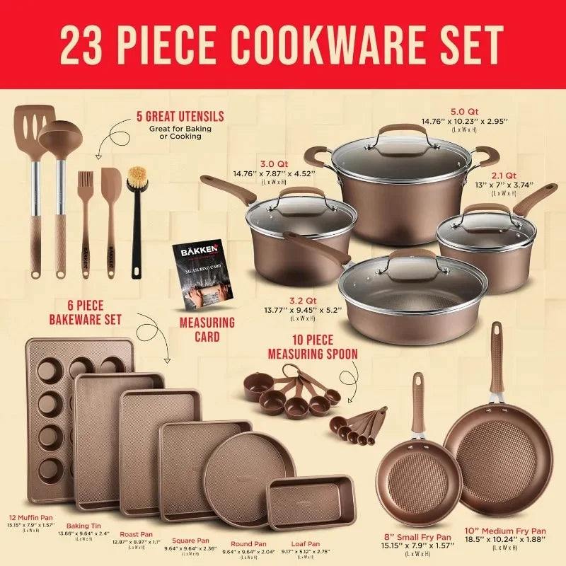Bakken-Swiss 23 Piece Nonstick Cookware Set