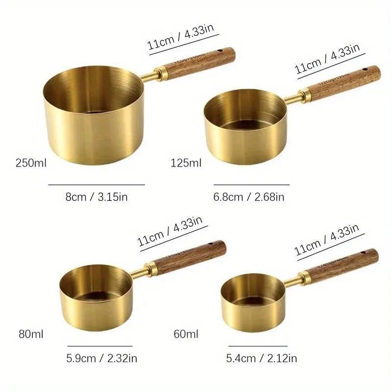 8 Piece Measuring Cups with Wooden Handles